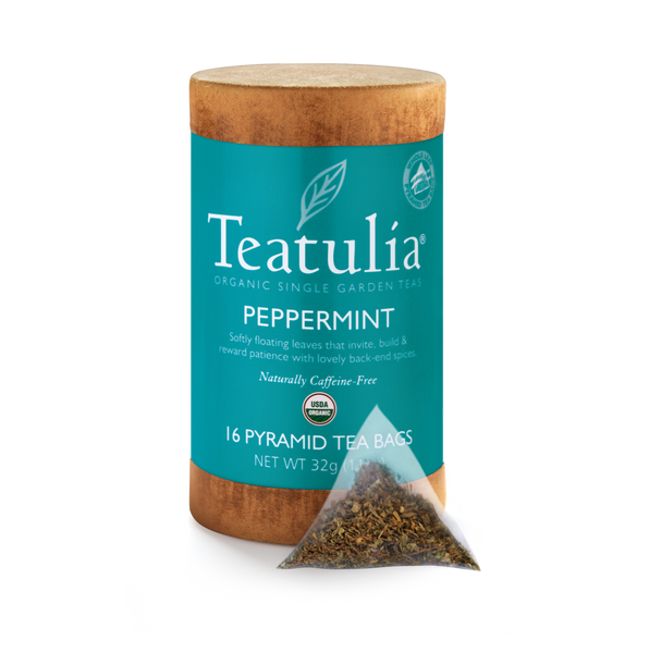 Teatulia Organic Teas - Peppermint Herbal Tea 16ct Organic Eco-Canister