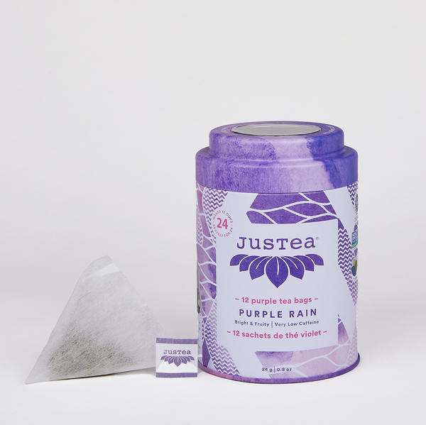 JusTea - Purple Rain Tea Bag Tin - Organic, Fair-Trade, Purple Tea