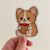 Single Sploot - Sippin Boba Corgi Sticker