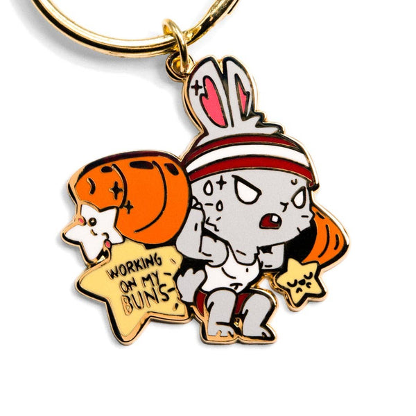 Flair Fighter - Weight Lifting Bunny Enamel Keychain